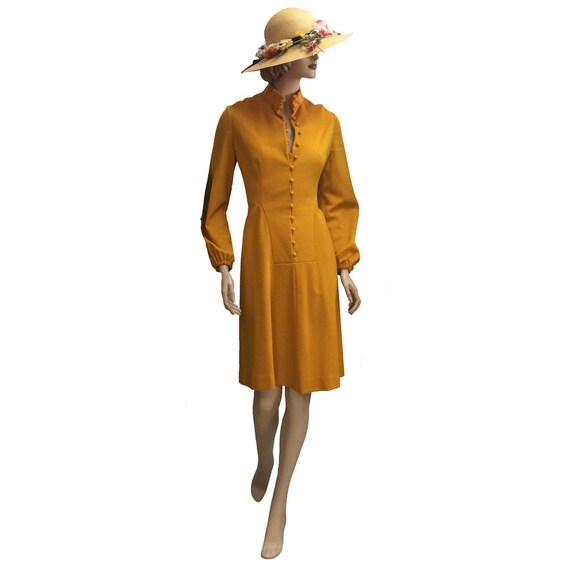 60’s Yellow Knit Long-Sleeve Dress - image 1