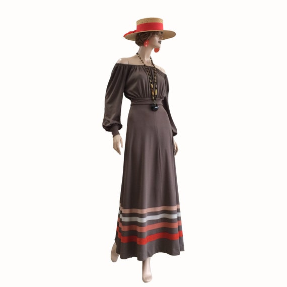 70’s Off-the-Shoulder Polyester Dress