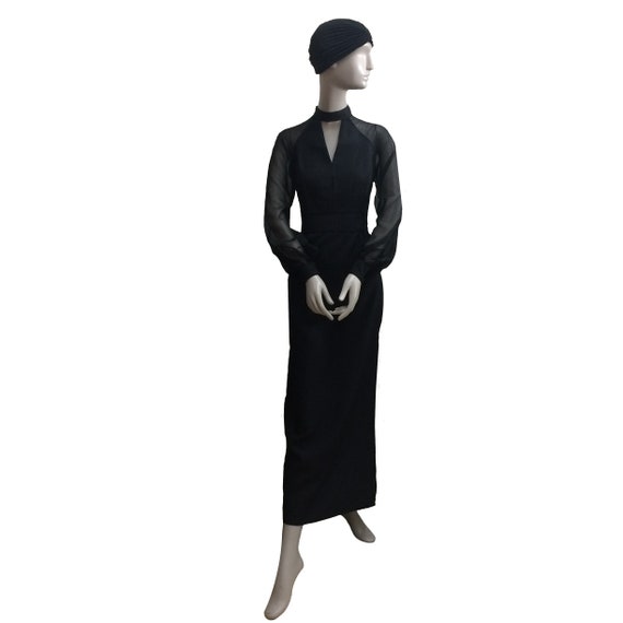 60’s Long-Sleeve Chiffon and Crepe Dress