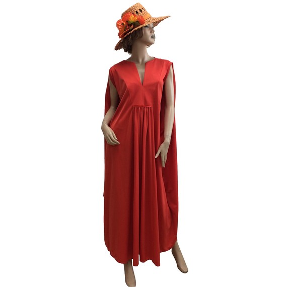 70’s Orange Polyester Kaftan Dress