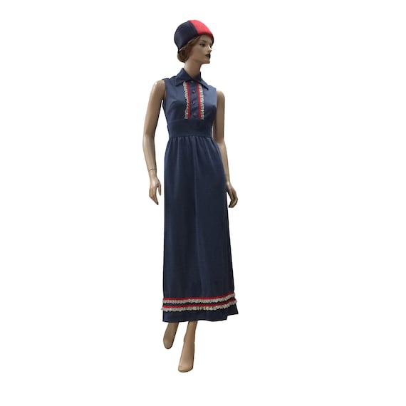 70’s Sleeveless Collared Polyester Dress