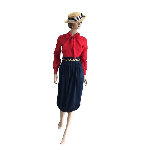 70’s Polyester Eres Boutique Pussy Bow Blouse