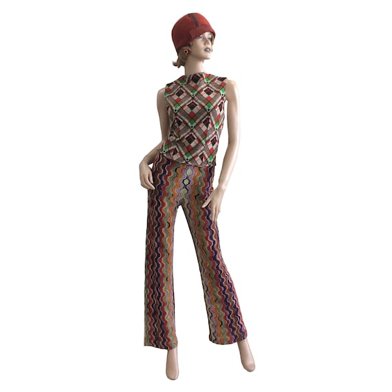 70’s Geometric Pattern Rainbow Knit Pants