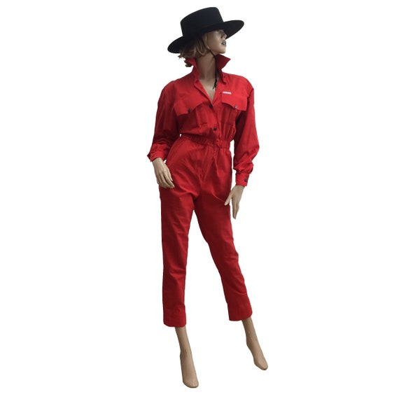 80’s Red Saint Germain Twill Jumpsuit