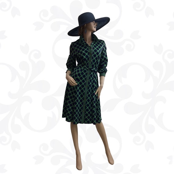 70’s Plaid Button-Down Polyester Dress