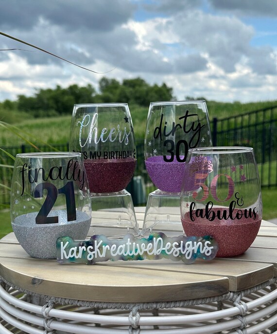 Birthday Celebration Stemless Glitter Wine Glass - 30th Birthday - 21st  Birthday - 50th Birthday - Cheers Celebration Wine Glass - Etsy