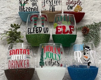 Christmas Glitter Wine Glass - Adult Holiday Humor - Winter - Stemless