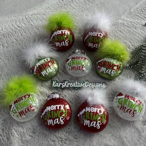 Christmas Ornaments - MERRY GRINCH MAS - Plastic Ball Round Sphere ornament