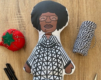 Big Fabric Doll, SHIRLEY CHISHOLM Black Doll, Historical Handmade Doll, Gift for WOC, bipoc Doll, Made to Order