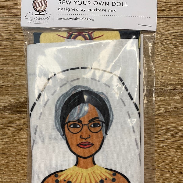 Cut and Sew Doll, RITA MORENO 2018 Latina Doll, Sew Your Own Doll Fabric Panel, Sewing Project Gift, feminist pillow pattern, diy craft