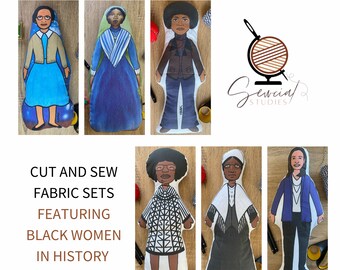 BLACK WOMEN in History Sew Your Own Doll Kits - Katherine Johnson, Phillis Wheatley, Angela Davis, Shirley Chisholm, Sojourner, Kamala