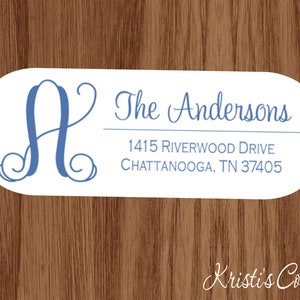 Family Shipping Labels | Monogram Initial Return Address Stickers | Custom Mailing Labels for New Home | Housewarming Gift
