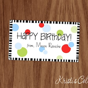 Kids A Gift From Tags | Personalized Calling Cards or Stickers | Custom Present Labels | Happy Birthday From Tags