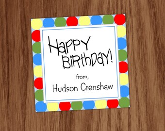 Personalized Gift Tags | Kids a gift from Stickers | Birthday Present To From Enclosure Card | Colorful Stationery