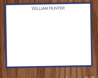 Juego de tarjetas de notas clásicas personalizadas / Tarjetas masculinas personalizadas con borde sólido / Regalos de papelería para hombres, niños y padres