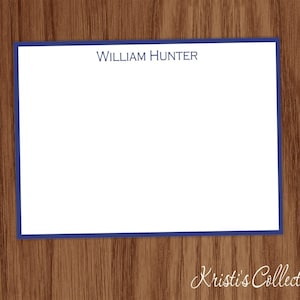 Personalized Classic Flat Note Card Set | Custom Masculine Solid Border Cards | Male, Boys, Dad Stationery Gifts