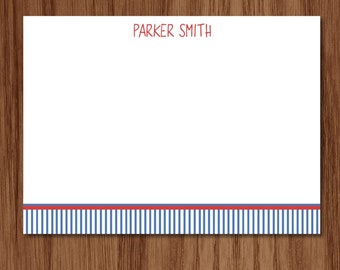 Papelería personalizada para niños / Juego de tarjetas planas con rayas