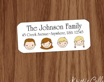 Return Address Label for Family | Stick Figure Mailing Sticker | Custom Shipping Sticker gift for New Home