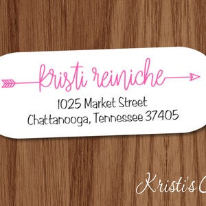 Return Address Labels | Personalized Trendy Calligraphy Arrow Mailing Labels | Shipping Labels for Ladies