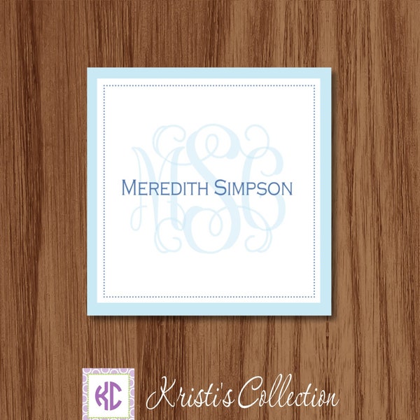 Personalized  Monogrammed Calling Card | Classic Gift Tags, Personal Business Cards, Gift Inserts, Enclosure Cards | Simple Preppy Gifts