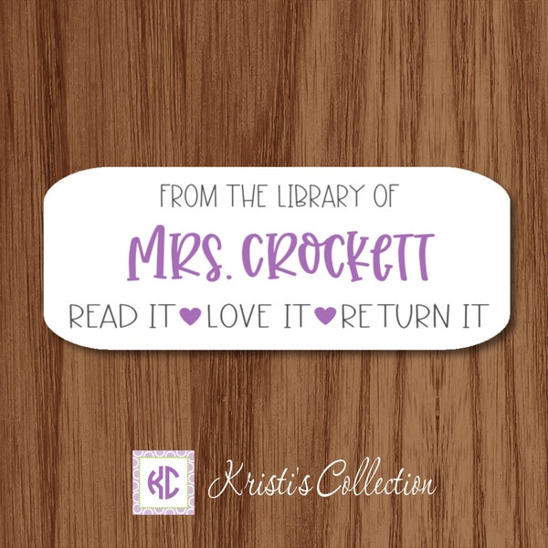 From the Library of Stickers | Personalized Back to School Teacher Appreciation Gift for Librarians | Heart Read Love Return Book Stickers