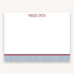 Personalized Boys Stationery | Pinstripe Flat Note Card Set image 1