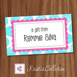 Personalized Calling Cards, Stickers | Girls Polka Dot Present Tags | A Gift From Enclosure Cards | Kids Custom Birthday Tags