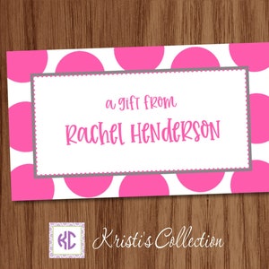 Polka Dot Calling Cards or Stickers |  Girls A Gift From Tags | Kids Personalized Enclosure Cards | Birthday Present Cards