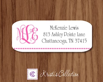 Mongrammed Address Labels | Personalized Return Address Stickers for Ladies | Custom Gift for Her | New Home Gift