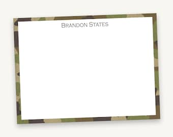 Camo Flat Note Cards | Custom Masculine Camouflage Stationery | Boys Thank You Notes | Gifts for Hunters