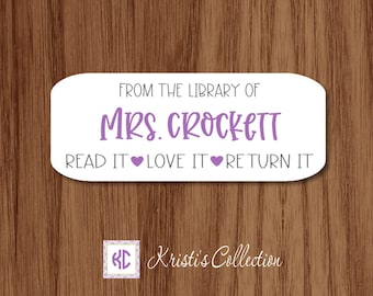 From the Library of Stickers | Personalized Back to School Teacher Appreciation Gift for Librarians | Heart Read Love Return Book Stickers
