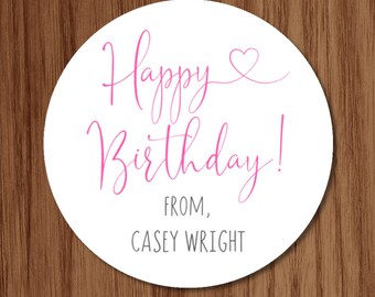 Happy Birthday Gift Stickers | Personalized Round Labels
