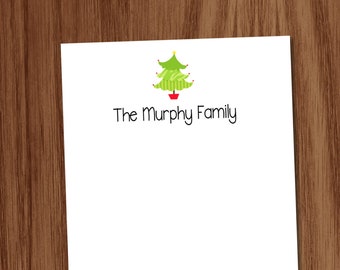 Christmas Tree Notepad | Personalized Christmas Stationery for Families, Mom | Funky Tree Holiday Memo Pad
