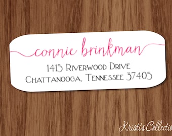 Ladies Return Address Labels Stickers - Custom Personalized Family Return Address Shipping Label - Calligraphy Labels