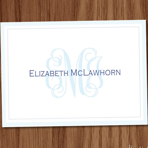 Classic Monogrammed Folded Thank You Note Cards With Name Etsy
