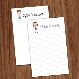 Kids Notepad | Personalized Lined Stick Figure Stationery | Custom Gift for Boys and Girls | Camp Notes