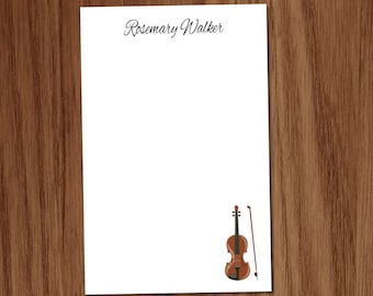 Violin Note Pad | Personalized Stationery Gift for Musicians | Music Teacher Gift