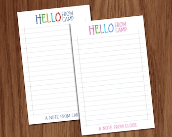 Kids Notepad | Personalized Lined Hello From Camp Memo Pad | Boys and Girls Personalized Stationery | Notebook Paper Lined Note Pad