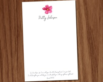 Bible Verse Notepad | Religious Stationery Gift for Mom, Grandmother, Wife, Friend | Personalized Floral Memo Pad