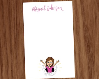 Bitmoji Notepad | Personalized Memo Pad Gift | Custom Character Stationery for Mom, Teacher, Friend | Unique Special Gift