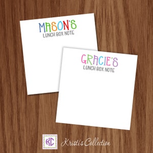 Personalized Note Pad | Lunch Box Notes Memo Pad | Rainbow Colors School Note Pad for Kids