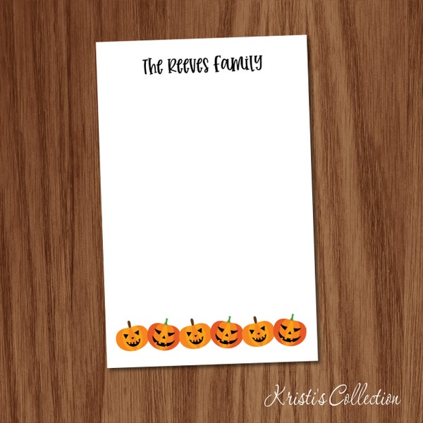 Halloween Notepad | Personalized Jackolantern Pumpkin Stationery | Memo Pads for Mom, Families, Teachers