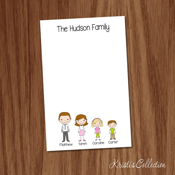 Stick Family Notepad | Personalized Stationery for Families with Individual Names | Gift for any occasion