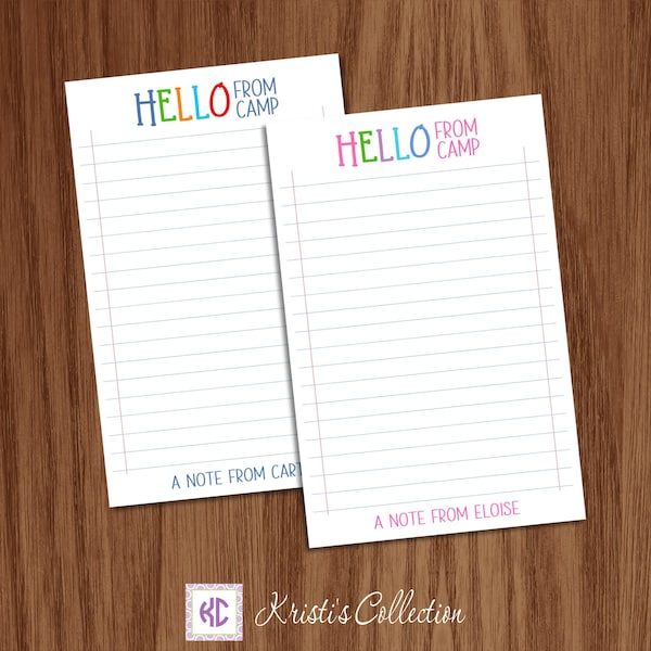 Kids Notepad | Personalized Lined Hello From Camp Memo Pad | Boys and Girls Personalized Stationery | Notebook Paper Lined Note Pad