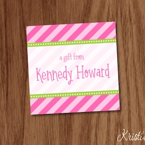 Personalized Name Card | A Gift From Sticker | Happy Birthday From Present Label | Girls Custom Gift Tag