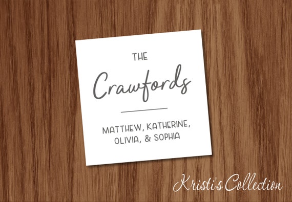 Family Gift Tags or Stickers | Personalized Name Cards | Calligraphy A Gift From Calling Card for Families | Present Labels
