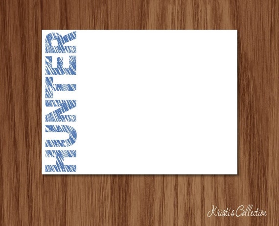 Personalized Flat Note Cards | Boys Custom Personal Stationery | Kids Thank You Notes
