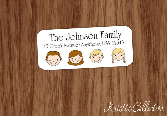 Family address labels stick figures