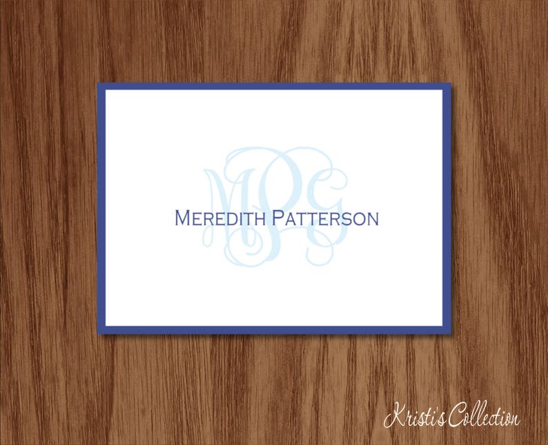Classic Monogrammed Folded Note Cards Custom Stationery for Etsy