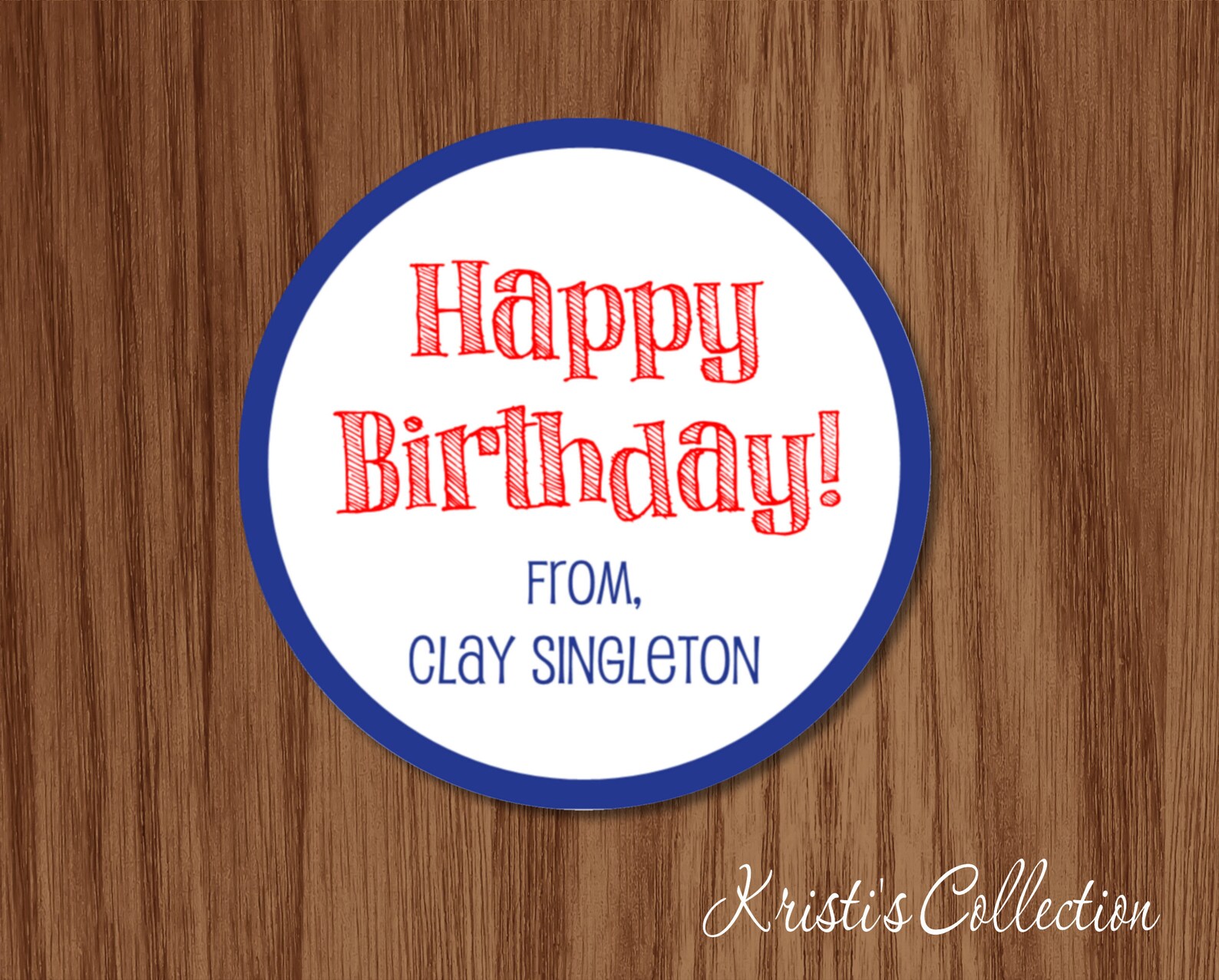 Happy Birthday Circular Gift Stickers Circle Shaped Gift Etsy